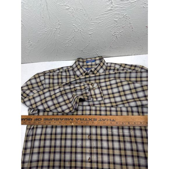 Pendleton Virgin Wool Stewart Camel Tartan Long Sleeve Button Shirt Large Long - Picture 6 of 6